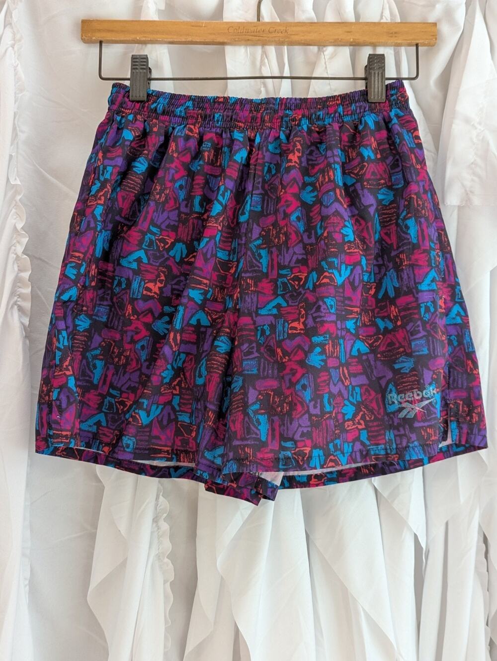 Reebok Shorts Mens Small Swim Trunks Geometric Purple/Orange/Teal VTG 80s/90s
